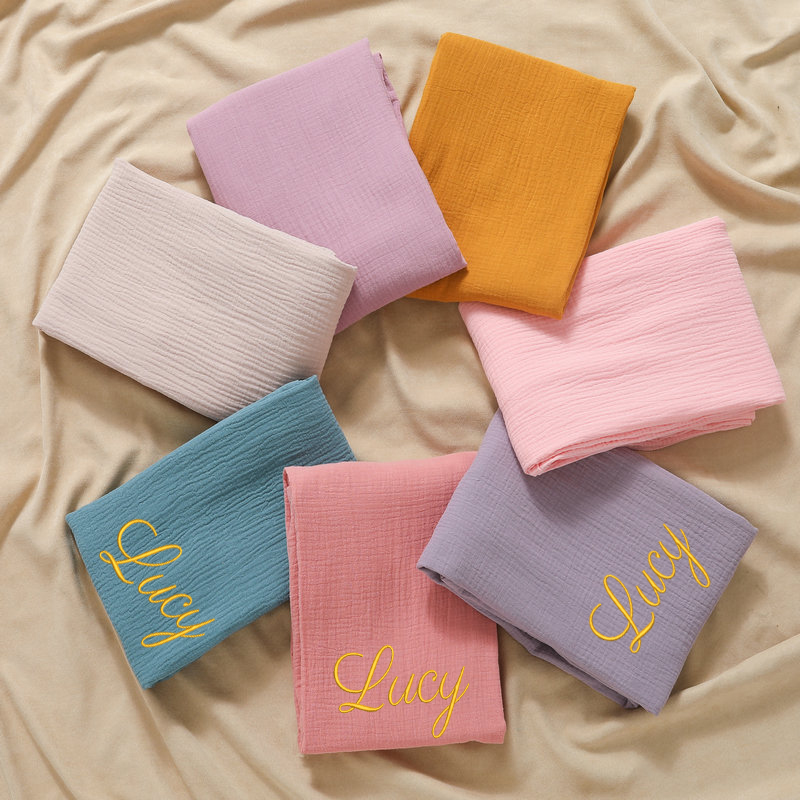 Baby Swaddle Blanket - Nome personalizado bordado personalizado bebê algodão